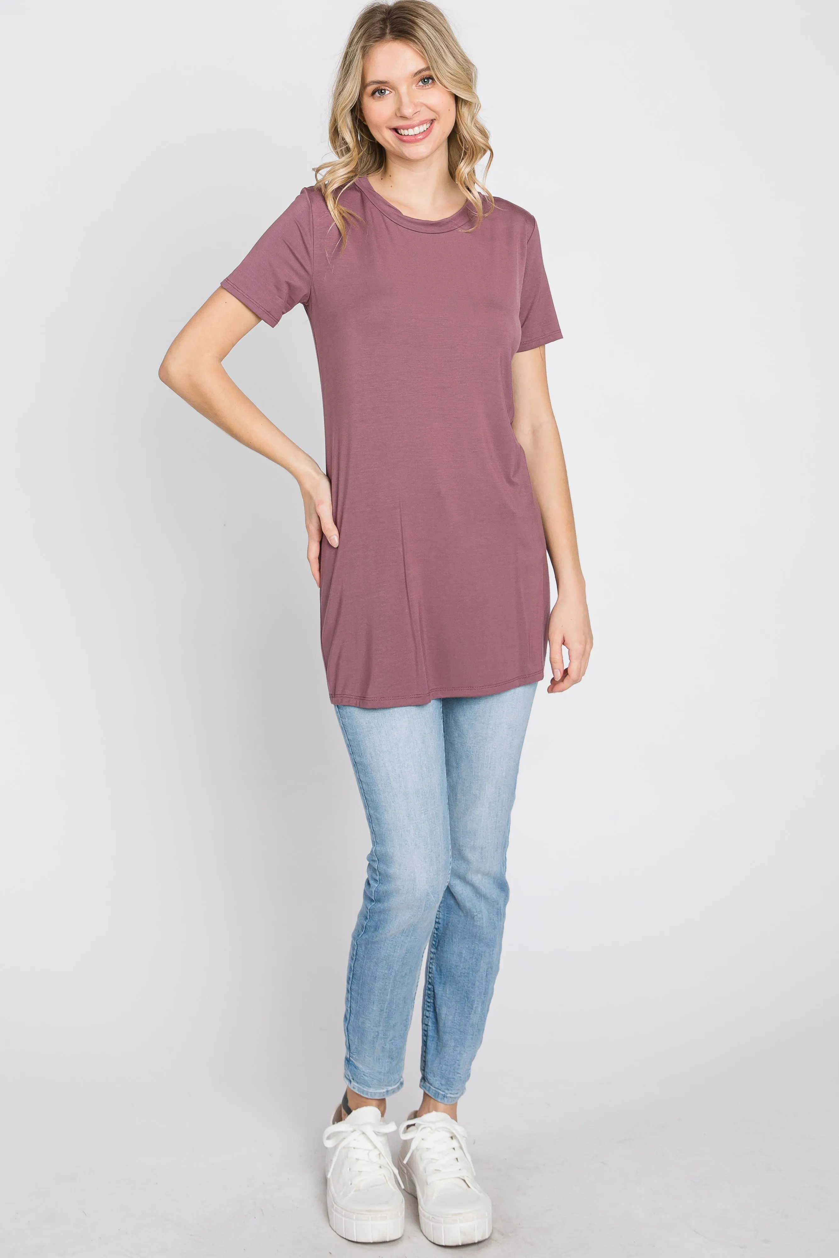 Mauve Basic Short Sleeve Top sold by Pinkblush product image thumbnail 2