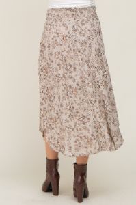 Grey Floral Paisley Print Maternity Midi Skirt sold by Pinkblush