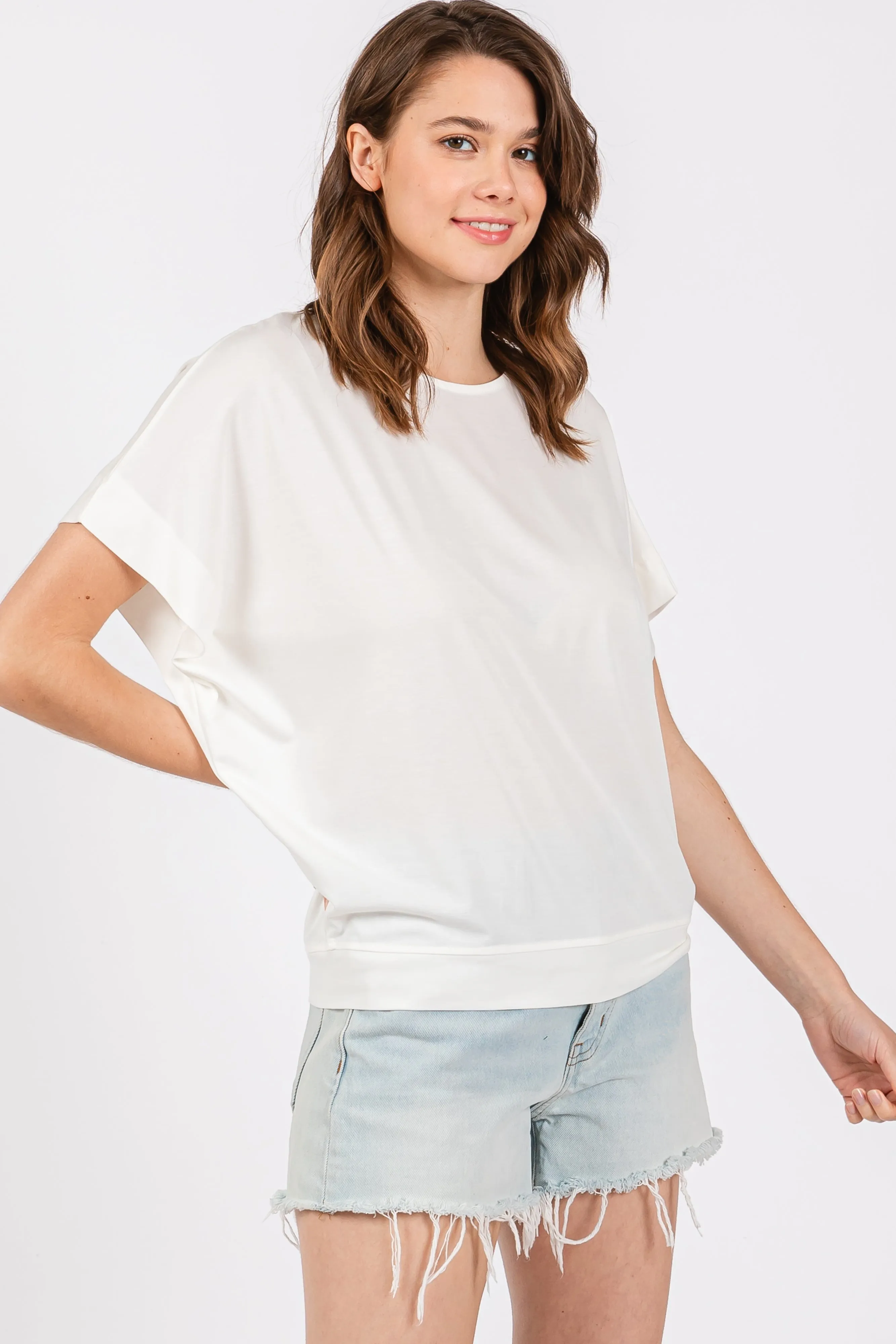 Ivory Round Neck Dolman Sleeve Top sold by Pinkblush product image thumbnail 2