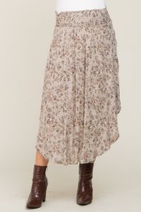 Grey Floral Paisley Print Maternity Midi Skirt sold by Pinkblush