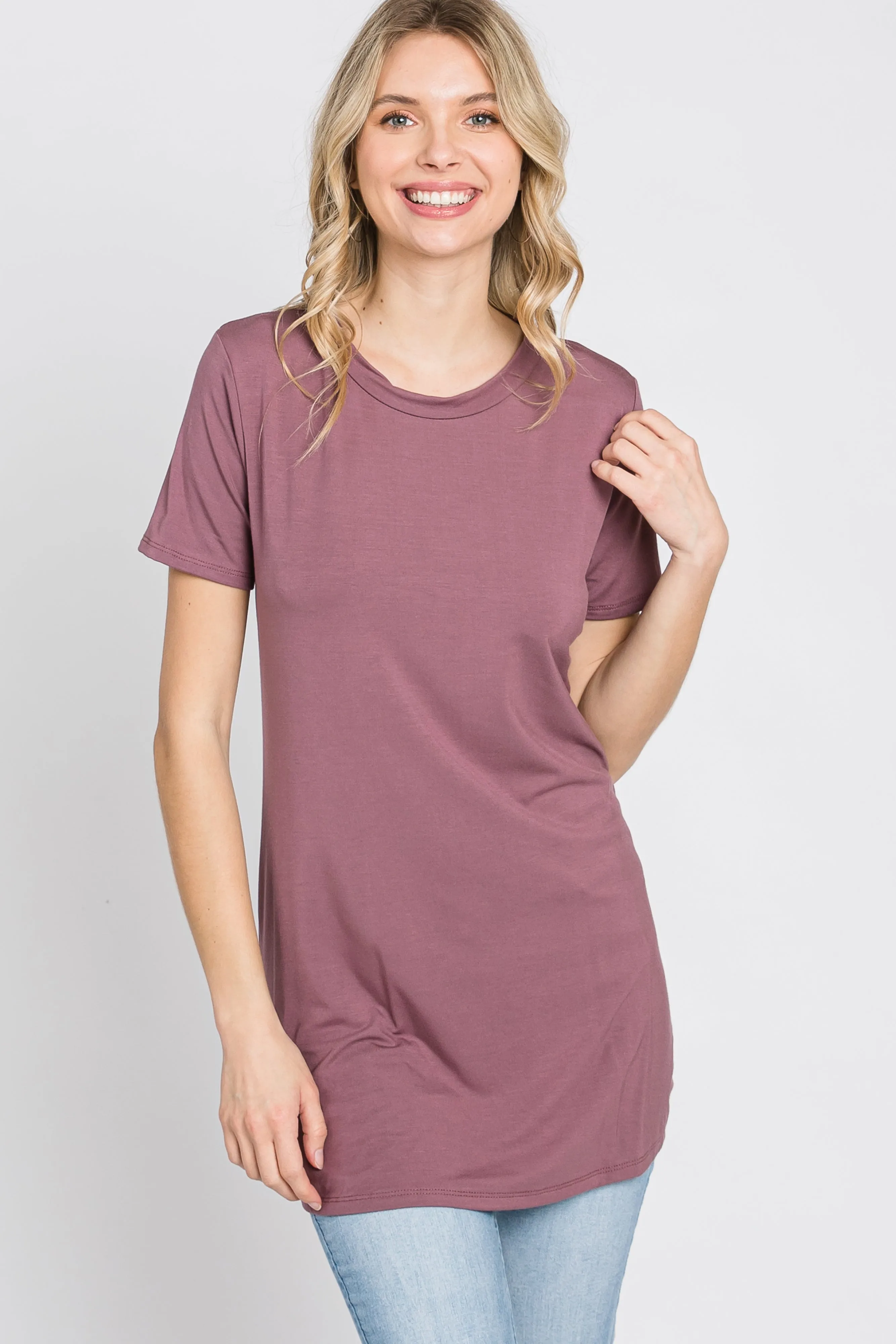 Mauve Basic Short Sleeve Top sold by Pinkblush product image thumbnail 4