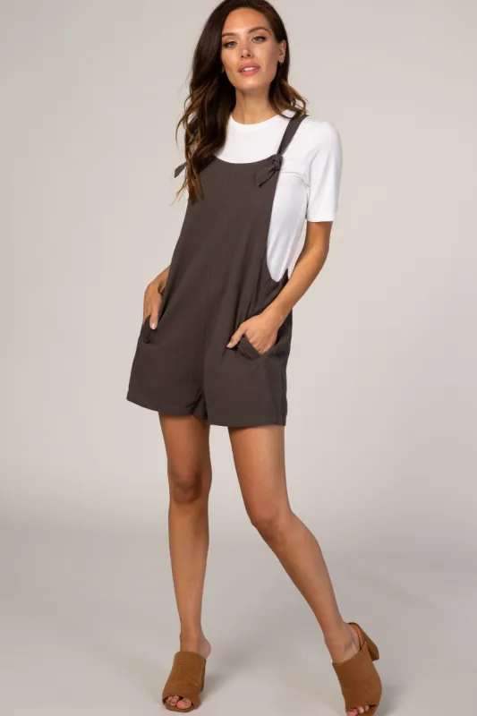 Charcoal Adjustable Strap Short Overalls sold by Pinkblush