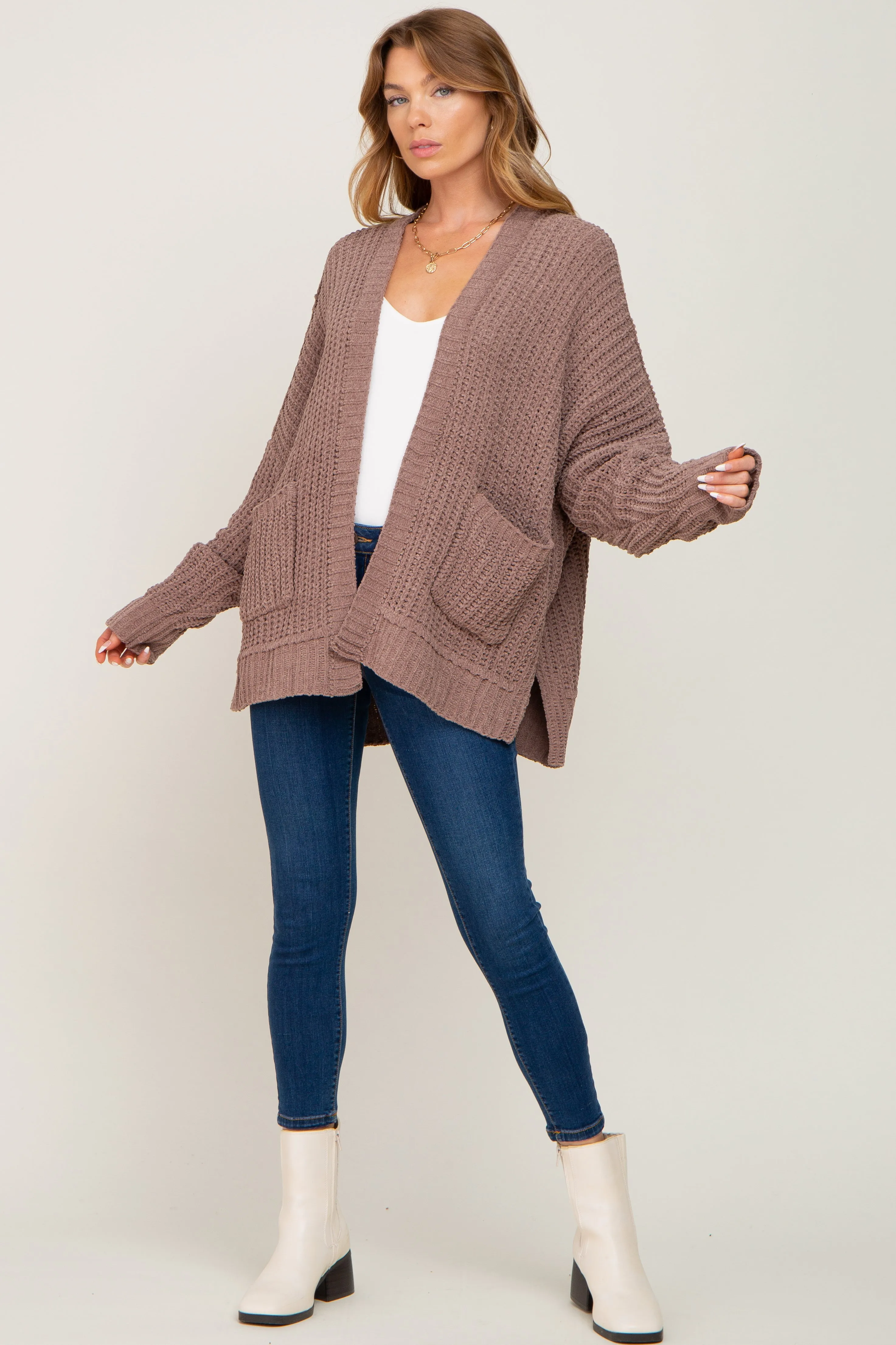 Brown Chunky Knit Oversized Cardigan sold by Pinkblush product image thumbnail 4
