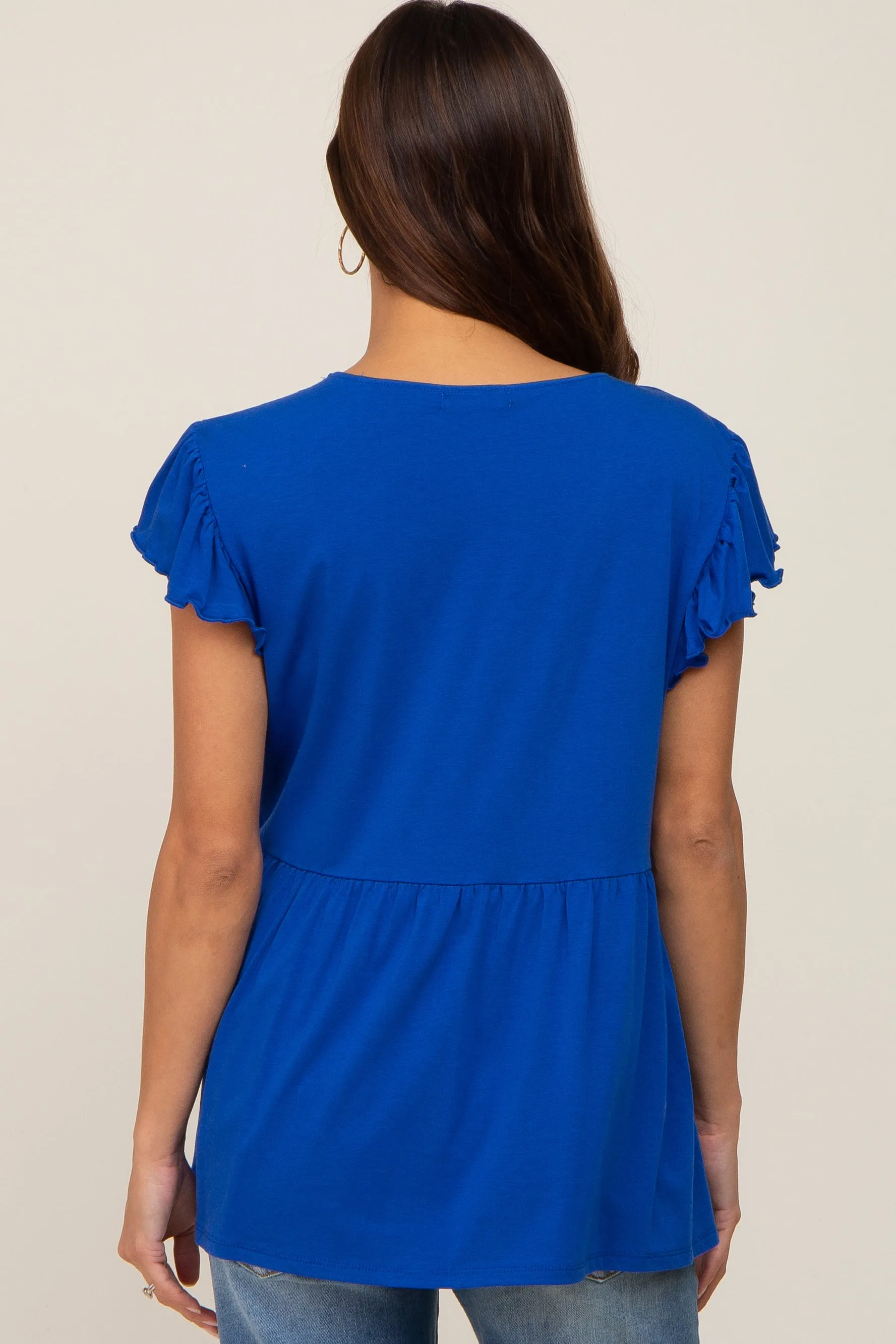 Royal Flutter Sleeve V-Neck Maternity Top sold by Pinkblush product image thumbnail 3