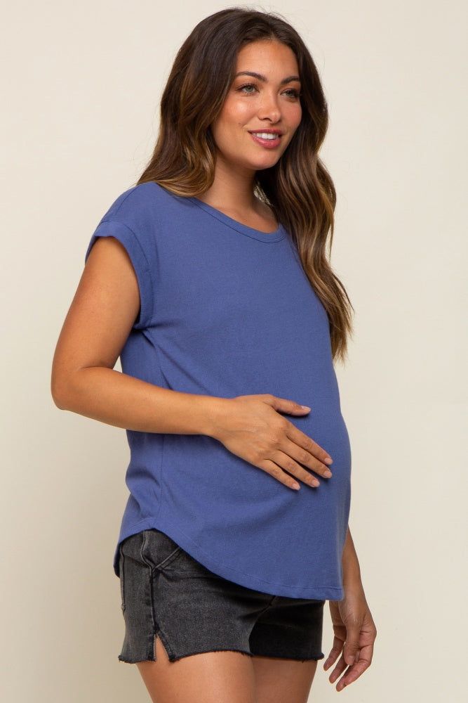 Blue Short Dolman Sleeve Maternity Top sold by Pinkblush product image thumbnail 2