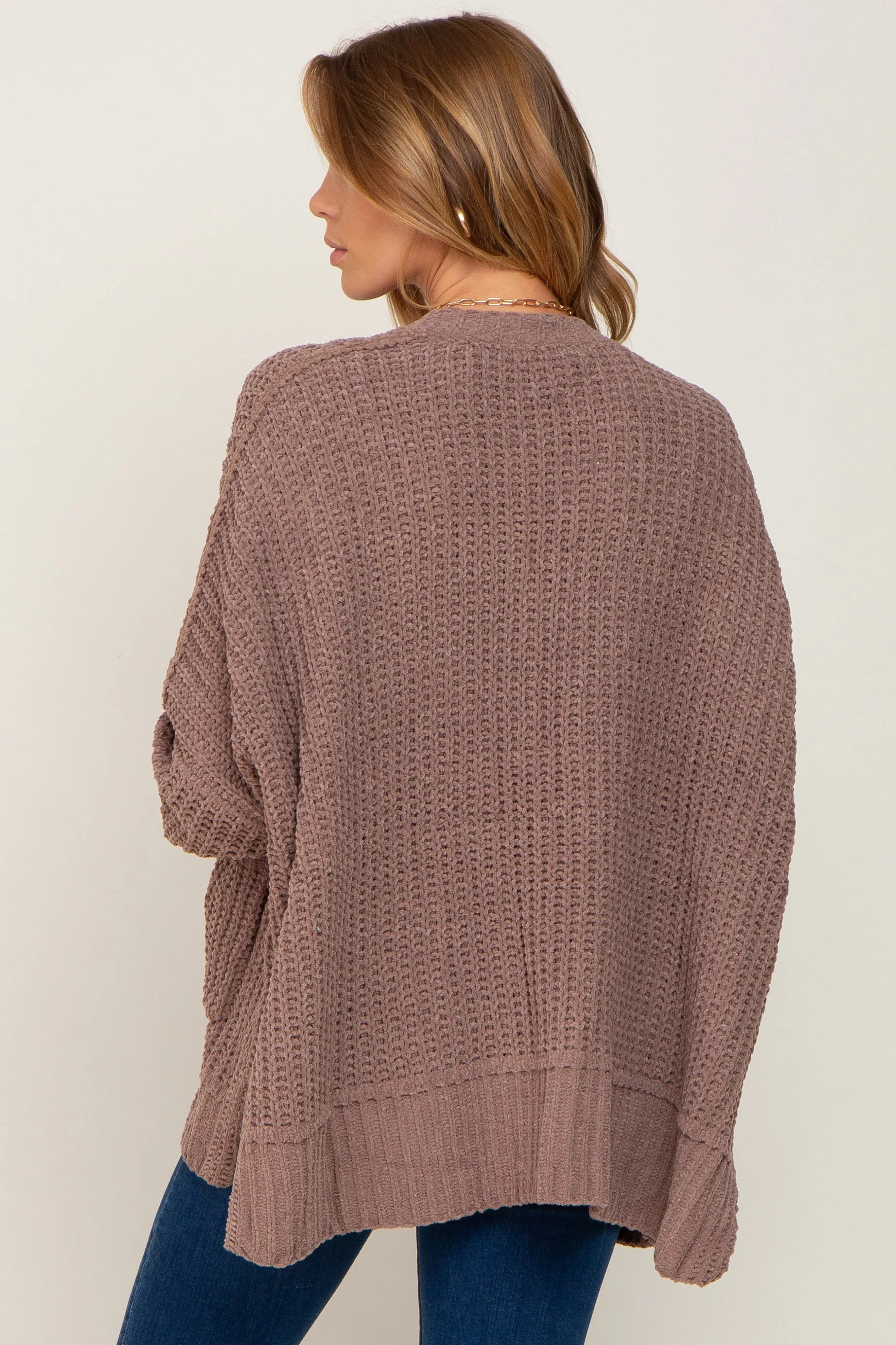 Brown Chunky Knit Oversized Cardigan sold by Pinkblush product image thumbnail 3