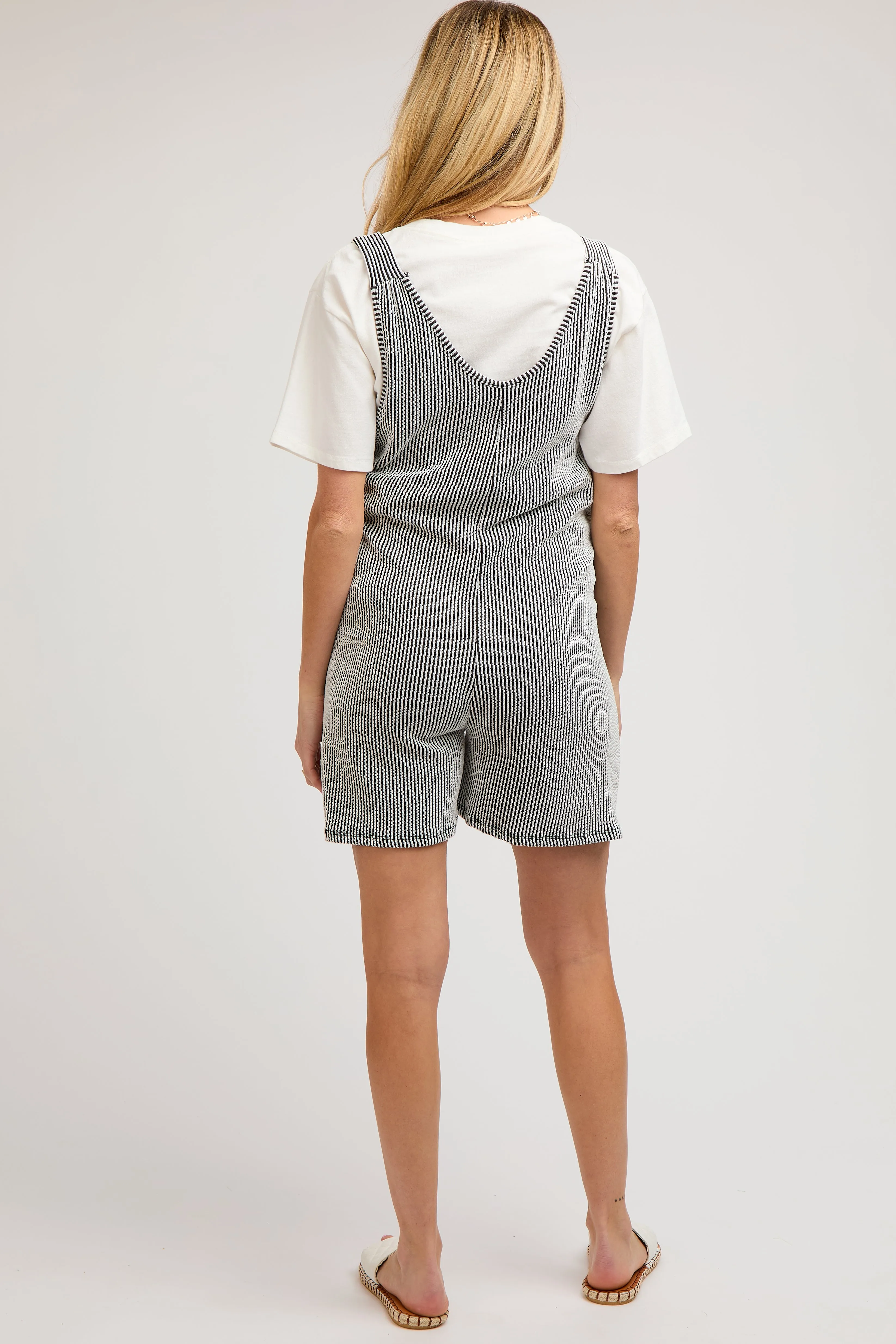 Black Striped Bow Strap Maternity Romper sold by Pinkblush product image thumbnail 4