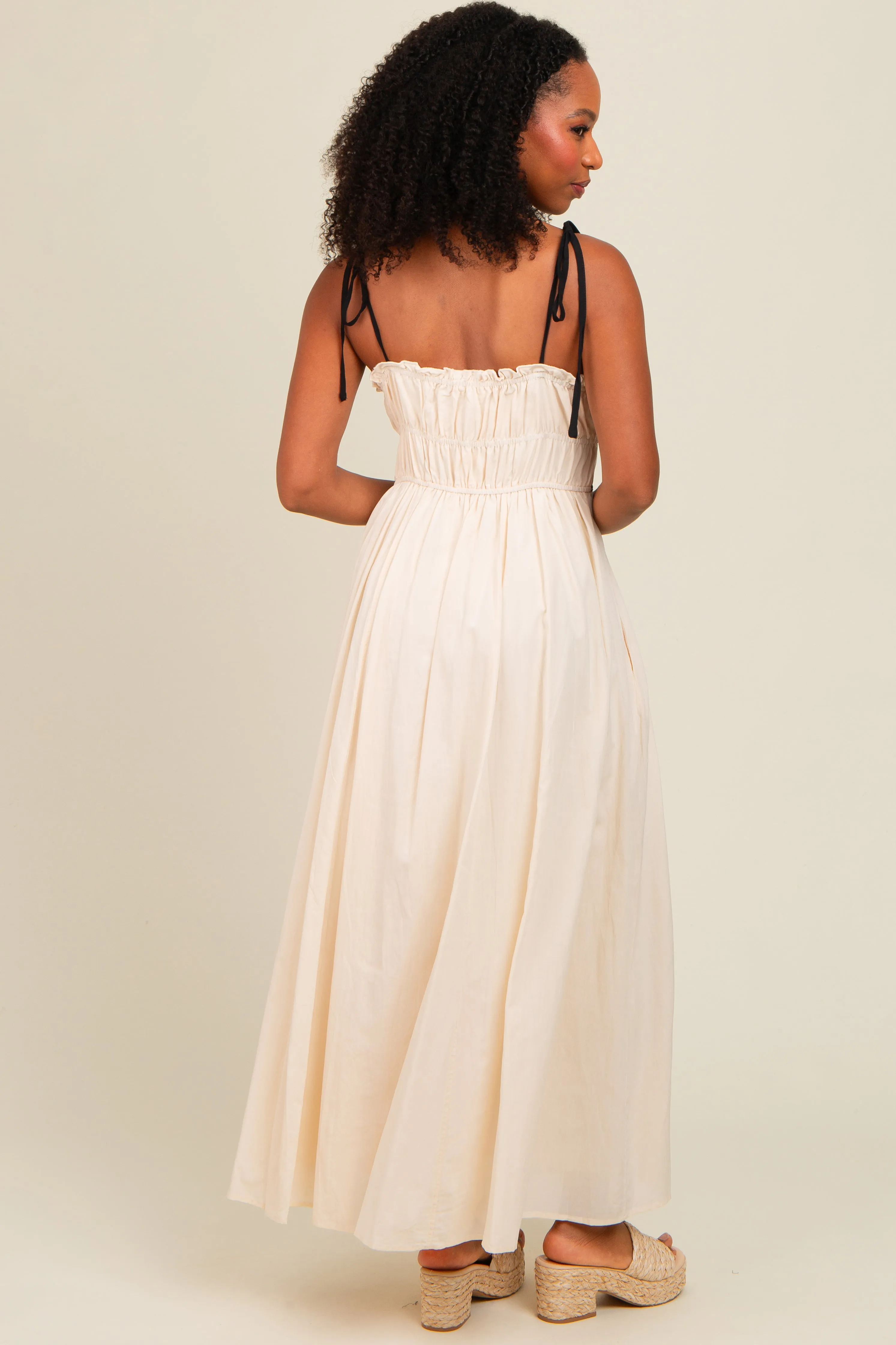 Cream Contrast Ribbon Trim Maxi Dress sold by Pinkblush product image thumbnail 4