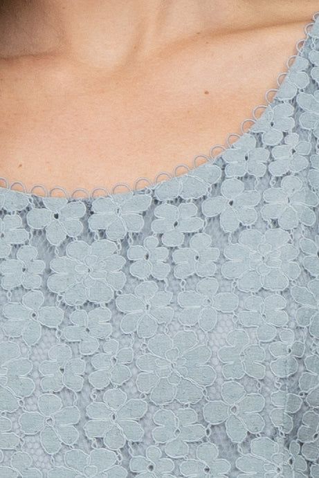 Blue Floral Lace Short Sleeve Maternity Dress sold by Pinkblush product image thumbnail 4