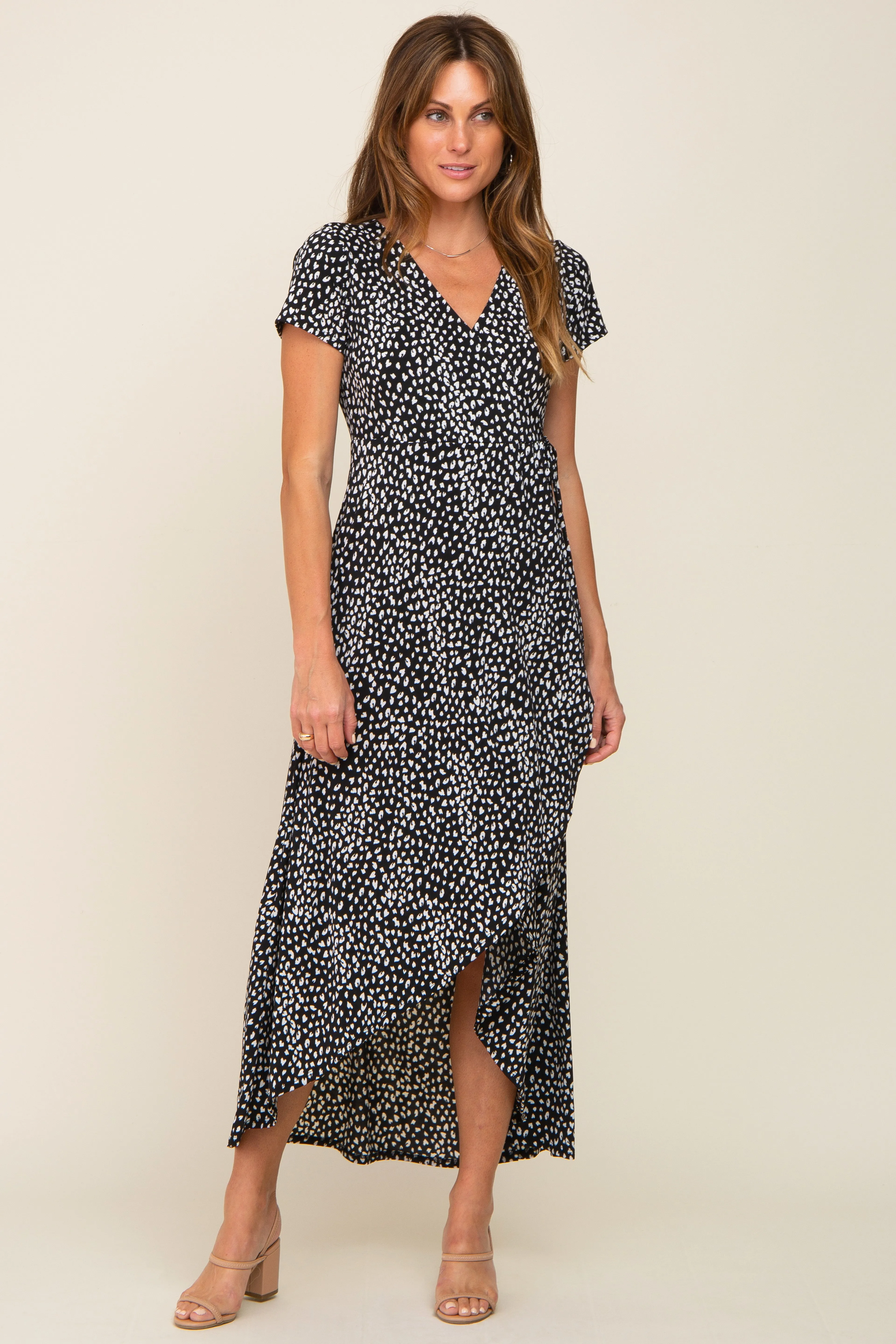 Black Animal Print Wrap Dress sold by Pinkblush product image thumbnail 4