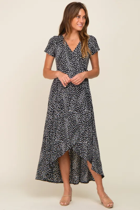 Black Animal Print Wrap Dress sold by Pinkblush