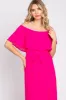 Fuchsia Pleated Off Shoulder Maxi Dress sold by Pinkblush