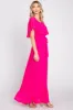 Fuchsia Pleated Off Shoulder Maxi Dress sold by Pinkblush