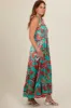 Turquoise Printed Smocked Bodice Maxi Dress sold by Pinkblush