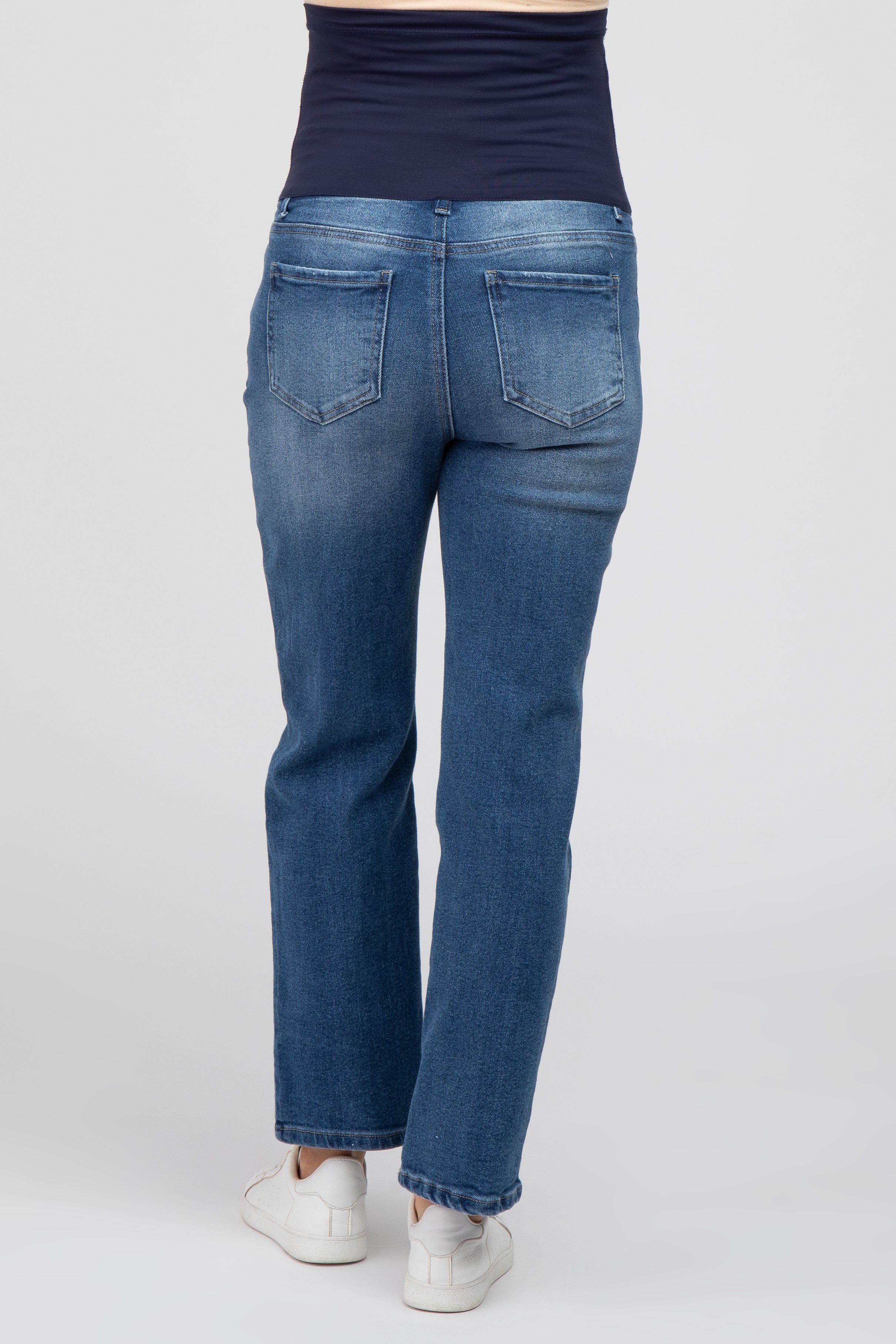 Blue Cropped Straight Leg Maternity Jeans sold by Pinkblush product image thumbnail 4