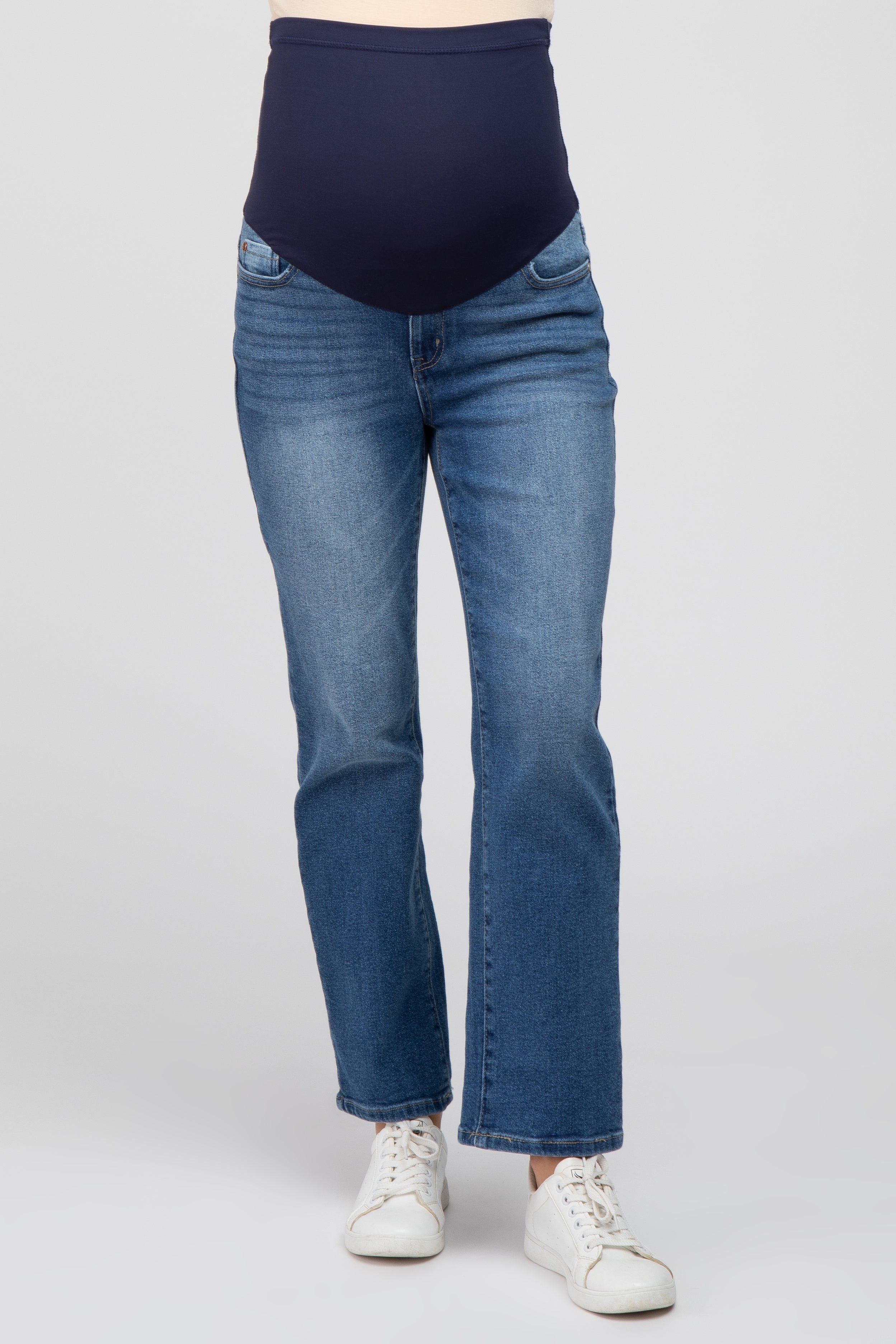 Blue Cropped Straight Leg Maternity Jeans sold by Pinkblush product image thumbnail 2