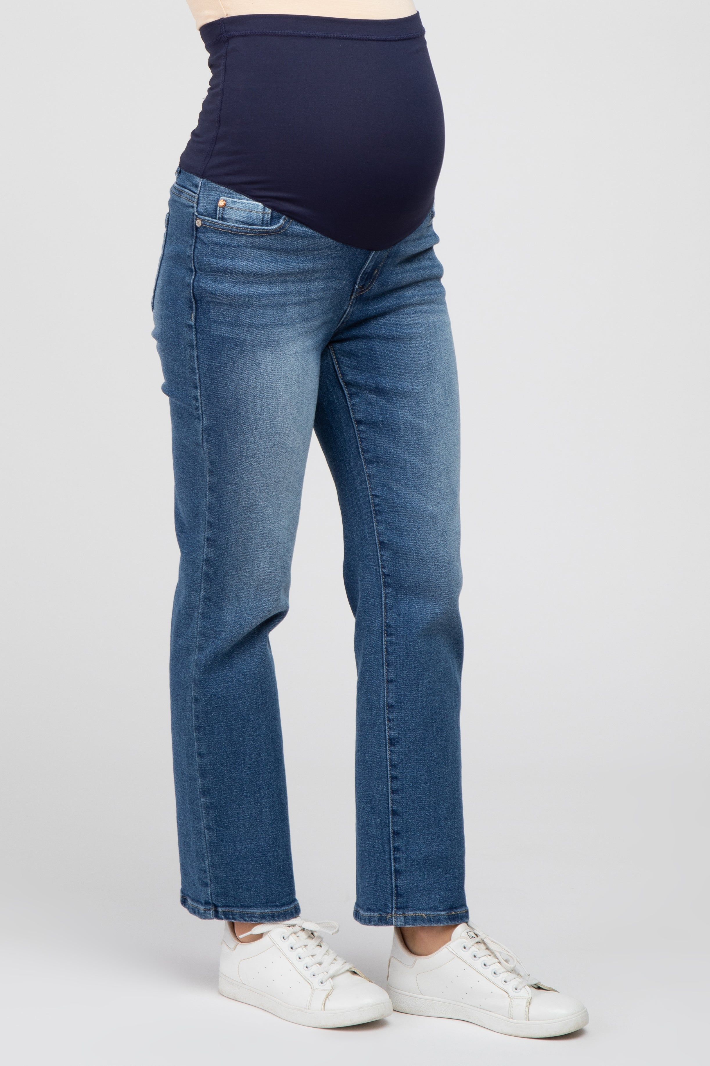 Blue Cropped Straight Leg Maternity Jeans sold by Pinkblush product image thumbnail 3