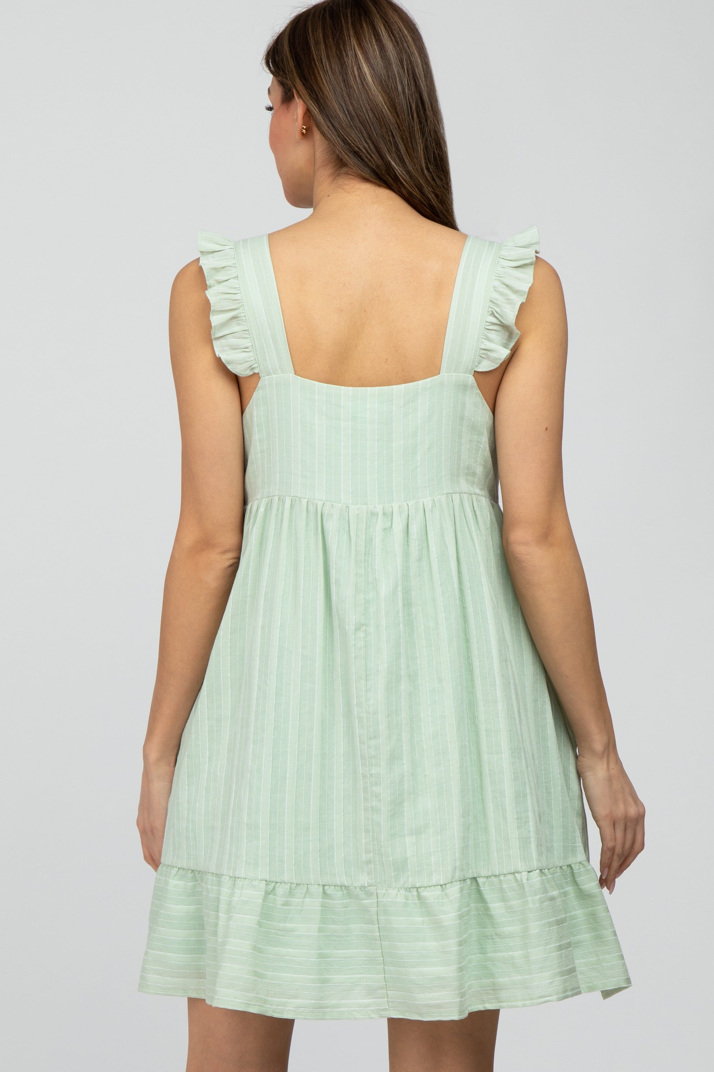 Mint Green Striped Square Neck Ruffle Strap Dress sold by Pinkblush product image thumbnail 4