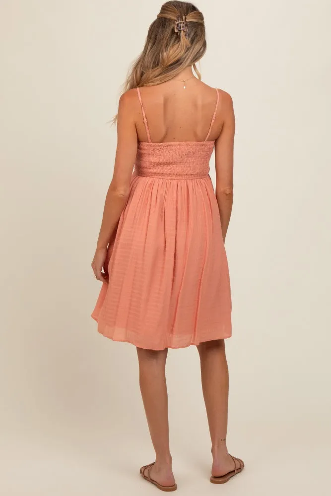Salmon Textured Smocked Maternity Dress sold by Pinkblush product image thumbnail 5