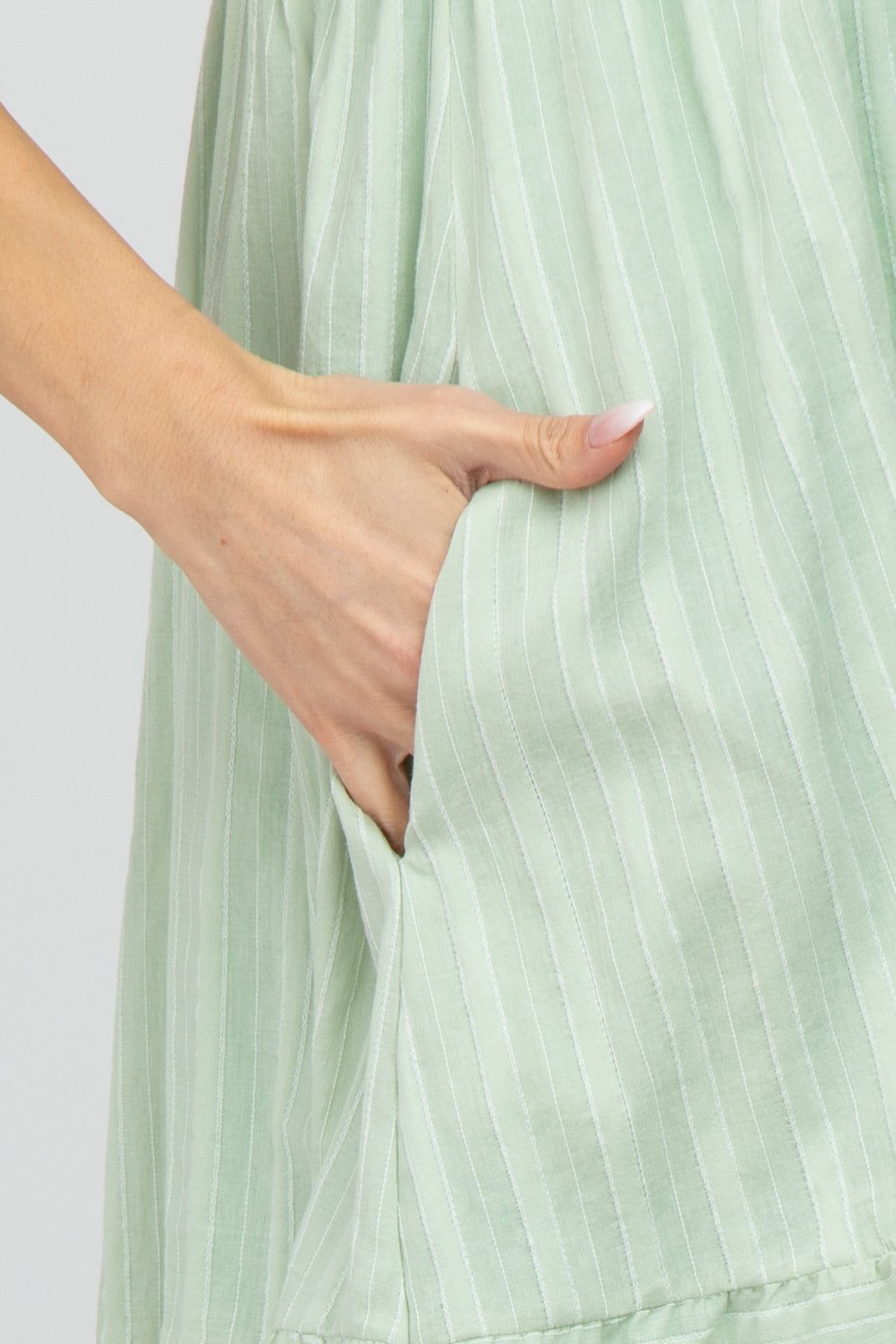 Mint Green Striped Square Neck Ruffle Strap Dress sold by Pinkblush product image thumbnail 5