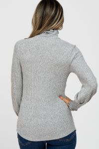 Heather Grey Brushed Ribbed Mock Neck Top sold by Pinkblush