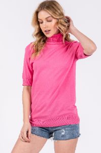 Fuchsia Turtleneck Knit Top sold by Pinkblush