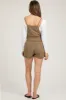 Olive Front Pocket Maternity Short Overalls sold by Pinkblush