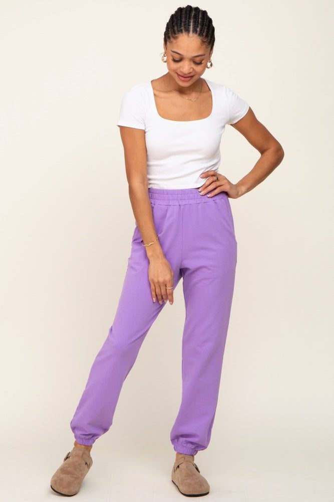 Lavender Basic Pocketed Sweatpants sold by Pinkblush product image thumbnail 5