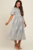Grey Floral Lace Smocked Maternity Midi Dress sold by Pinkblush