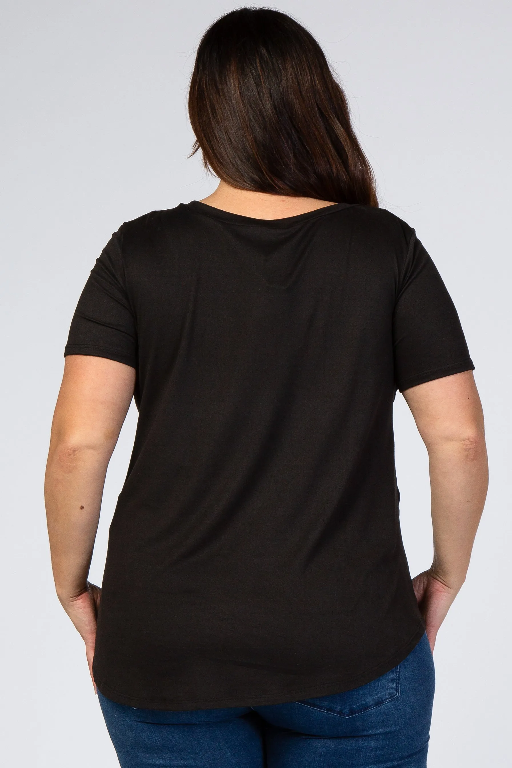 Black V-Neck Short Sleeve Plus Top sold by Pinkblush product image thumbnail 3