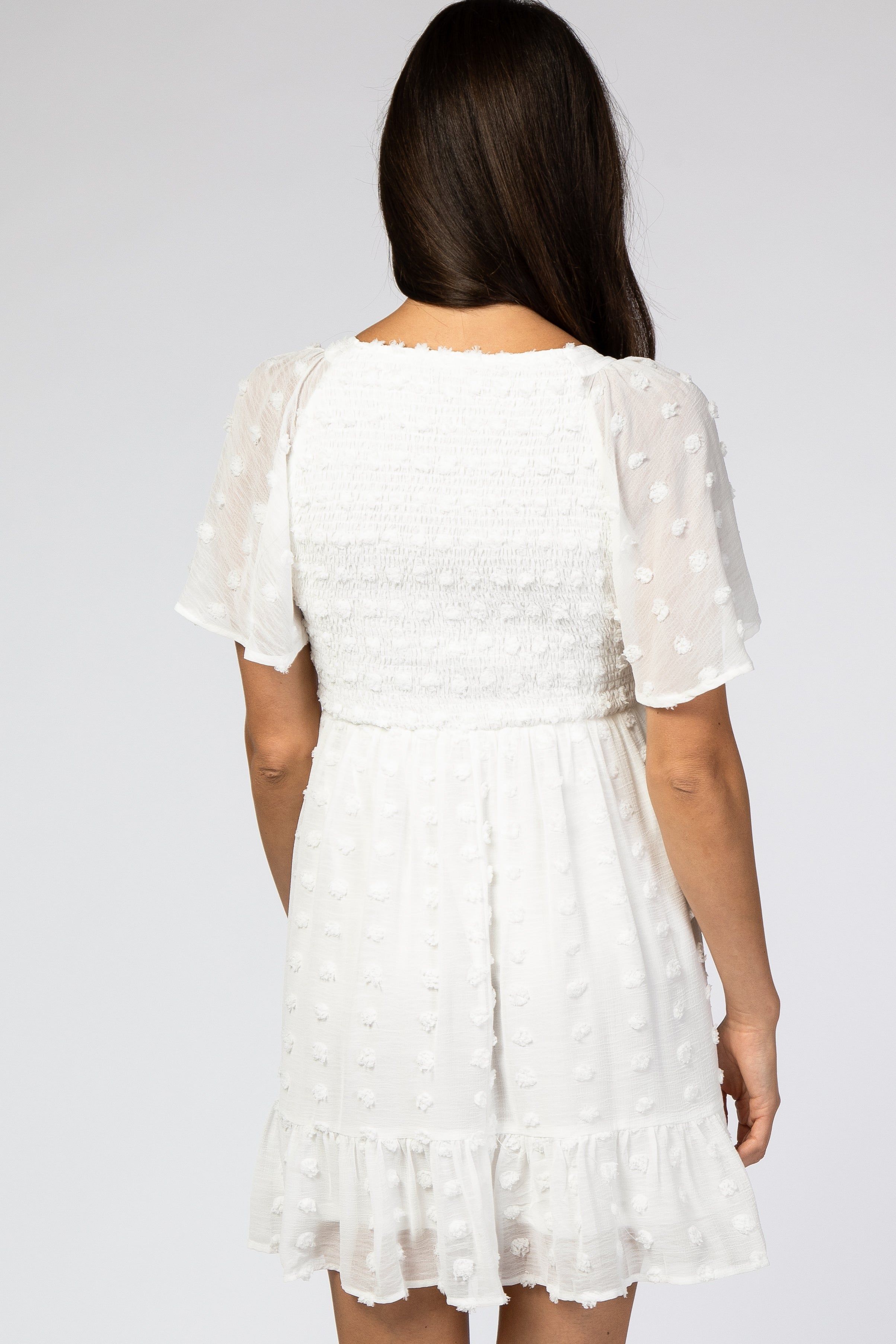 White Swiss Dot Smocked Dress sold by Pinkblush product image thumbnail 3