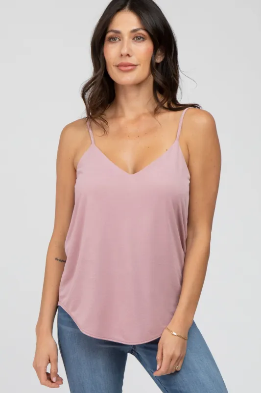 Mauve Curved Hem Tank Top sold by Pinkblush