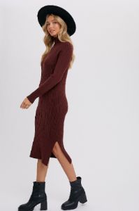 Brown Long Sleeve Turtleneck Sweater Dress sold by Pinkblush