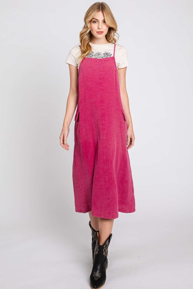 Magenta Washed Jumper Dress sold by Pinkblush