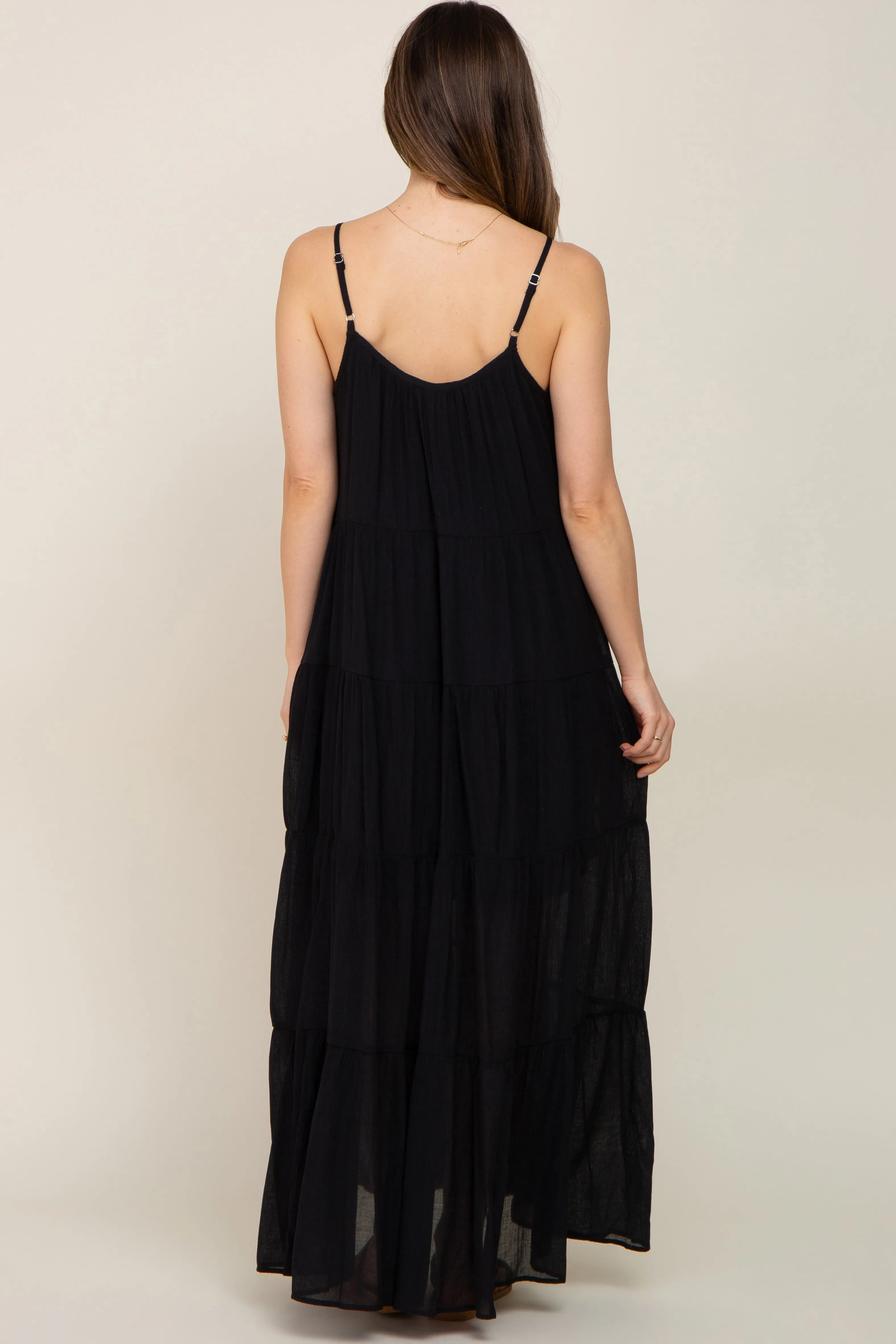 Black Tiered Maternity Maxi Dress sold by Pinkblush product image thumbnail 3