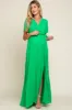 Green Chiffon Short Sleeve Wrap V-Neck Front Slit Maternity Maxi Dress sold by Pinkblush