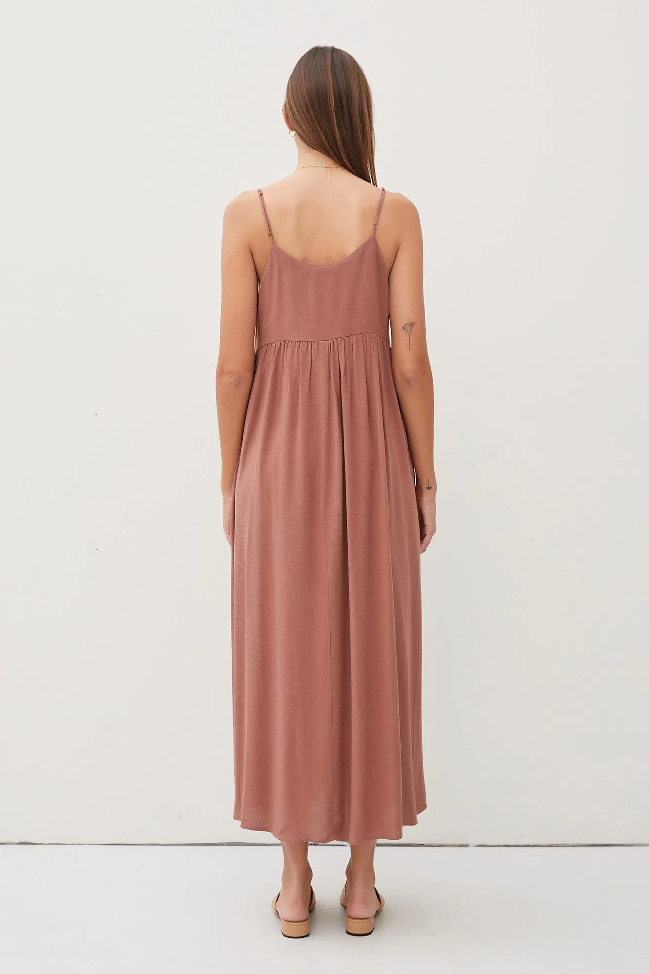 Mocha V-Neck Sleeveless Midi Dress sold by Pinkblush product image thumbnail 3
