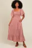 Mauve Flowy Ditsy Floral Smocked Maternity Midi Dress sold by Pinkblush