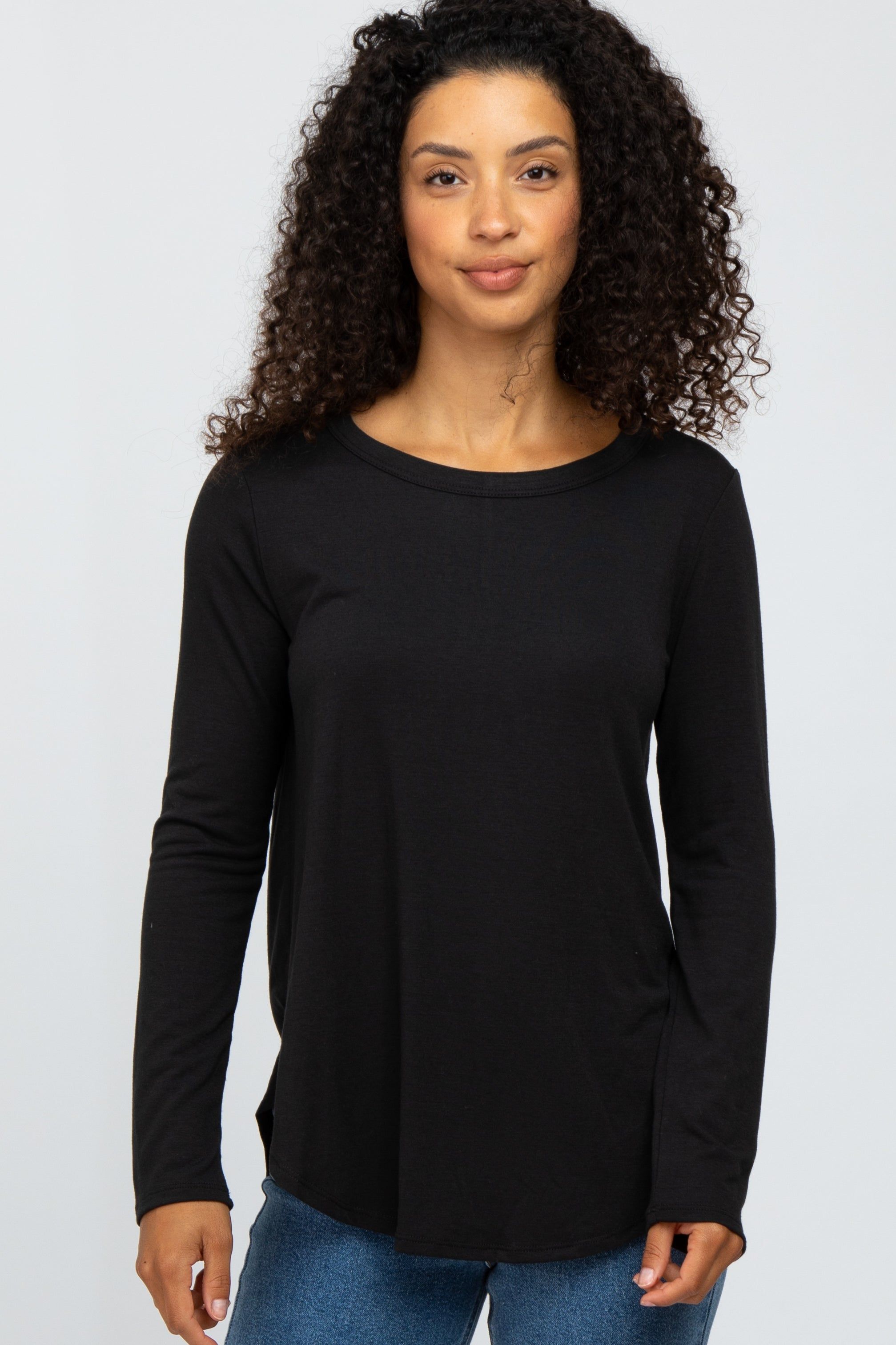 Black Basic Maternity Long Sleeve Top sold by Pinkblush product image thumbnail 5