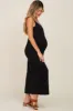 Black Ribbed Sleeveless Maternity Maxi Dress sold by Pinkblush