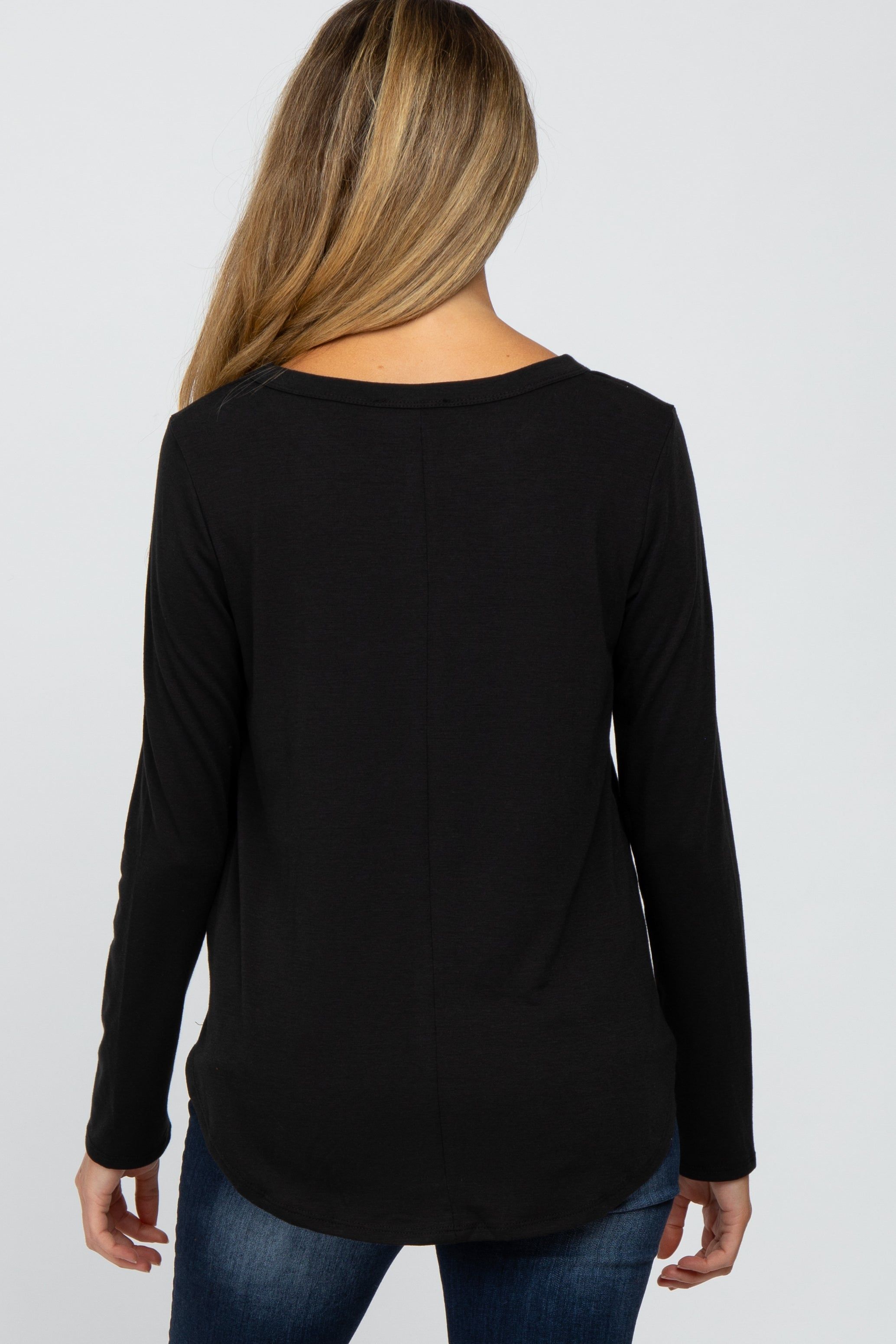 Black Basic Maternity Long Sleeve Top sold by Pinkblush product image thumbnail 3