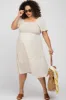 Cream Floral Smocked Square Neck Maternity Midi Dress sold by Pinkblush