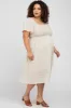 Cream Floral Smocked Square Neck Maternity Midi Dress sold by Pinkblush