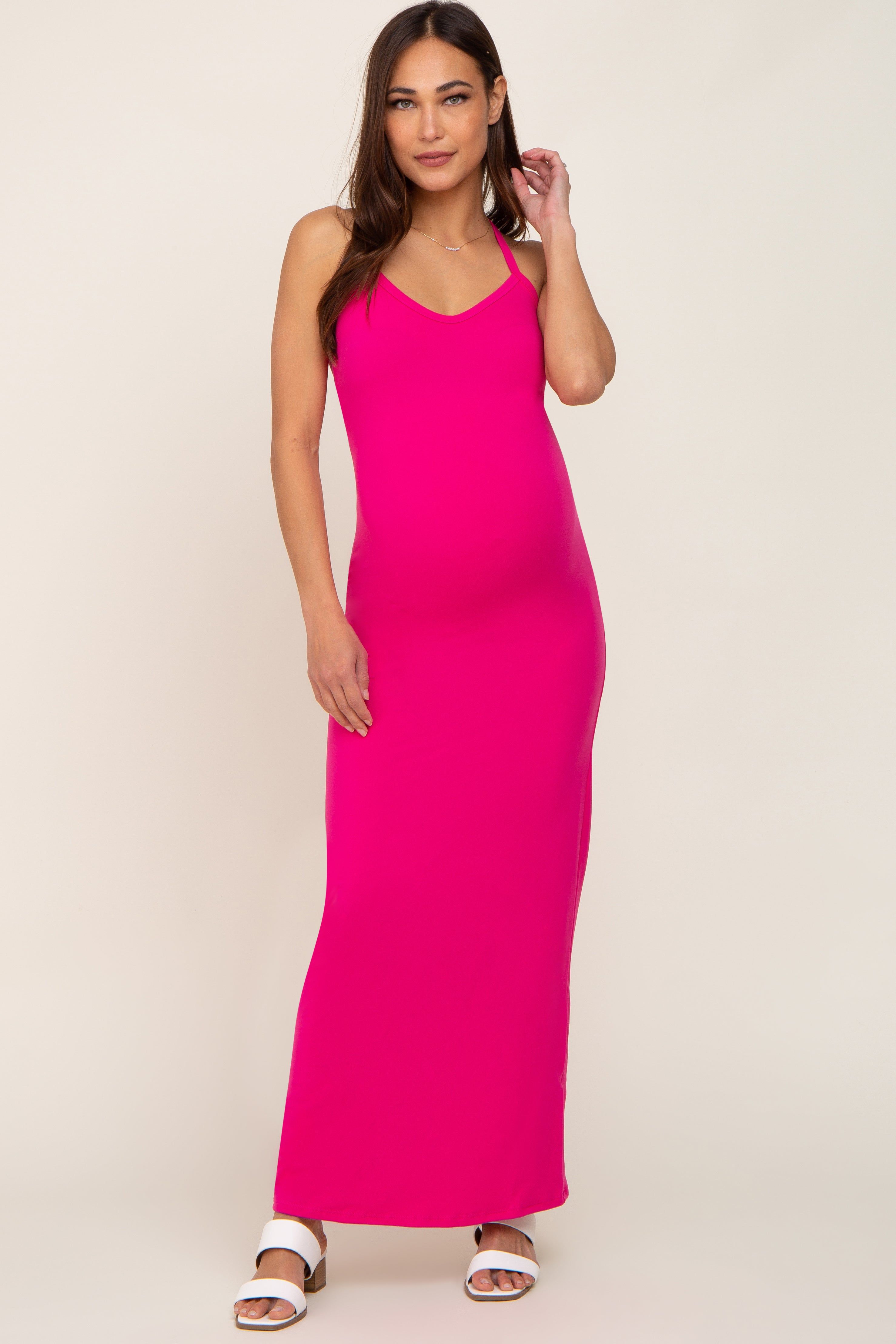 Fuchsia Racerback Maternity Maxi Dress sold by Pinkblush product image thumbnail 4