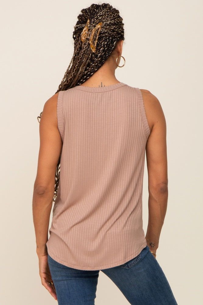 Mocha Sleeveless Ribbed Pocked Top sold by Pinkblush product image thumbnail 3