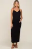 Black Ribbed Sleeveless Maternity Maxi Dress sold by Pinkblush