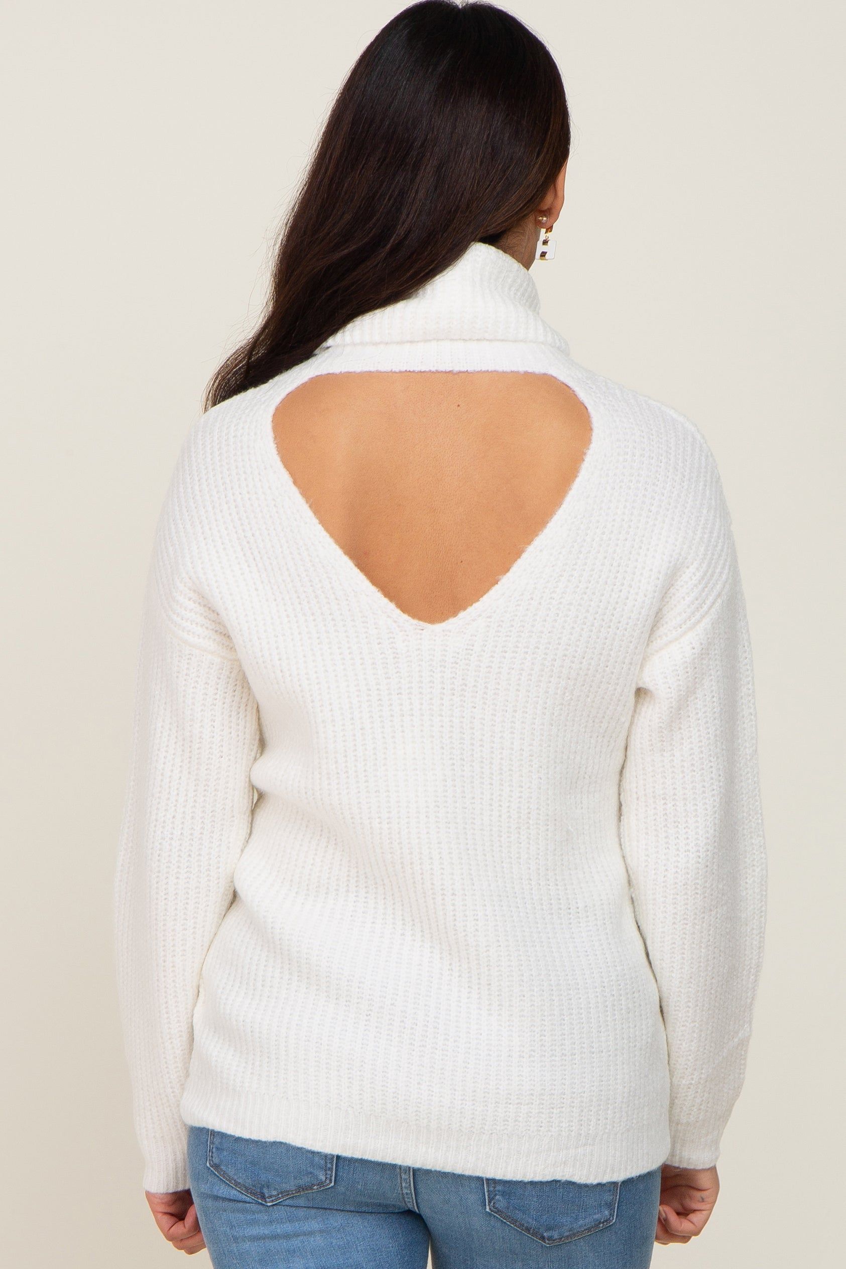 Ivory Soft Knit Cutout Back Maternity Sweater sold by Pinkblush product image thumbnail 3