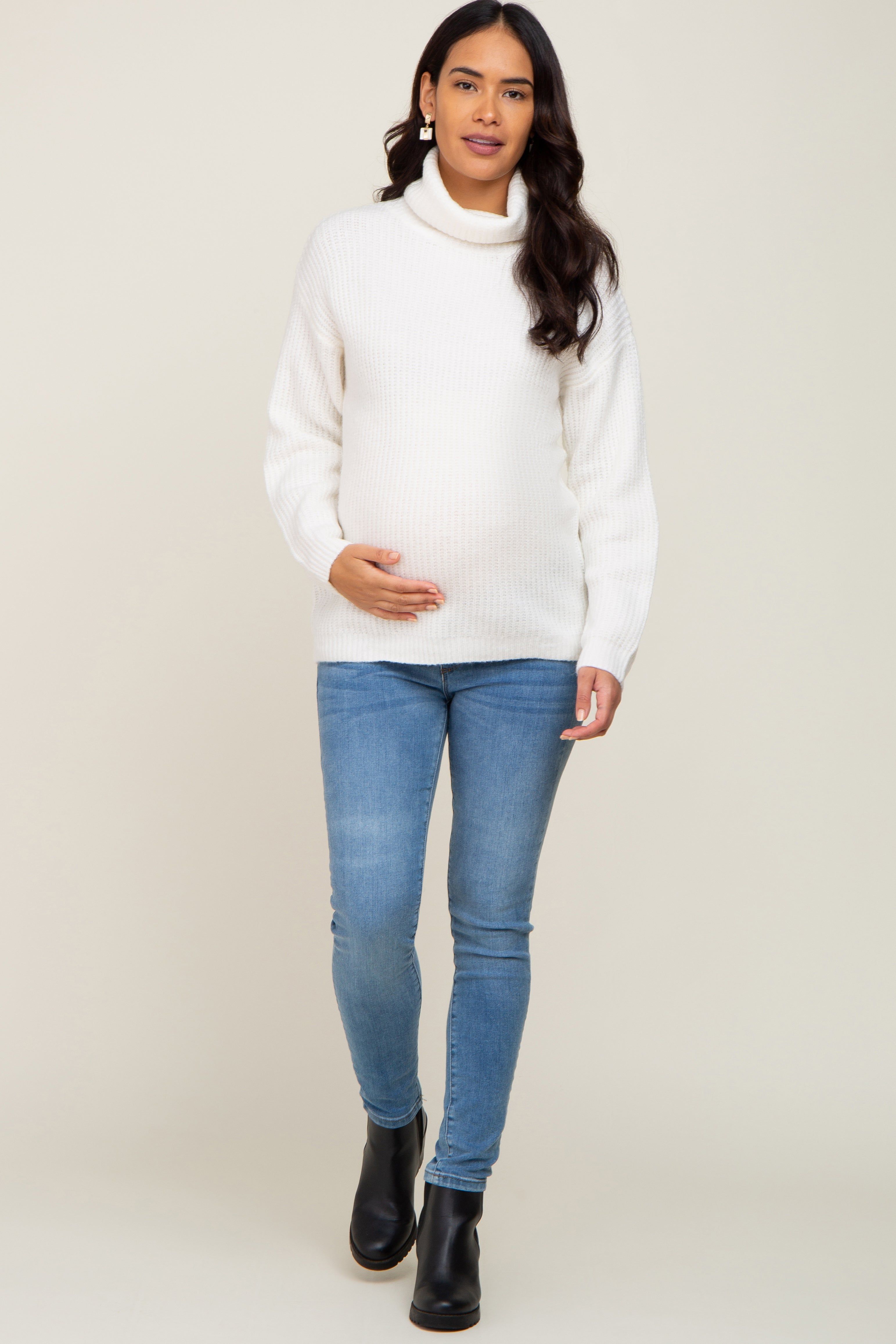Ivory Soft Knit Cutout Back Maternity Sweater sold by Pinkblush product image thumbnail 5
