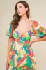 Ivory Orange Green Floral Maxi Dress sold by Pinkblush