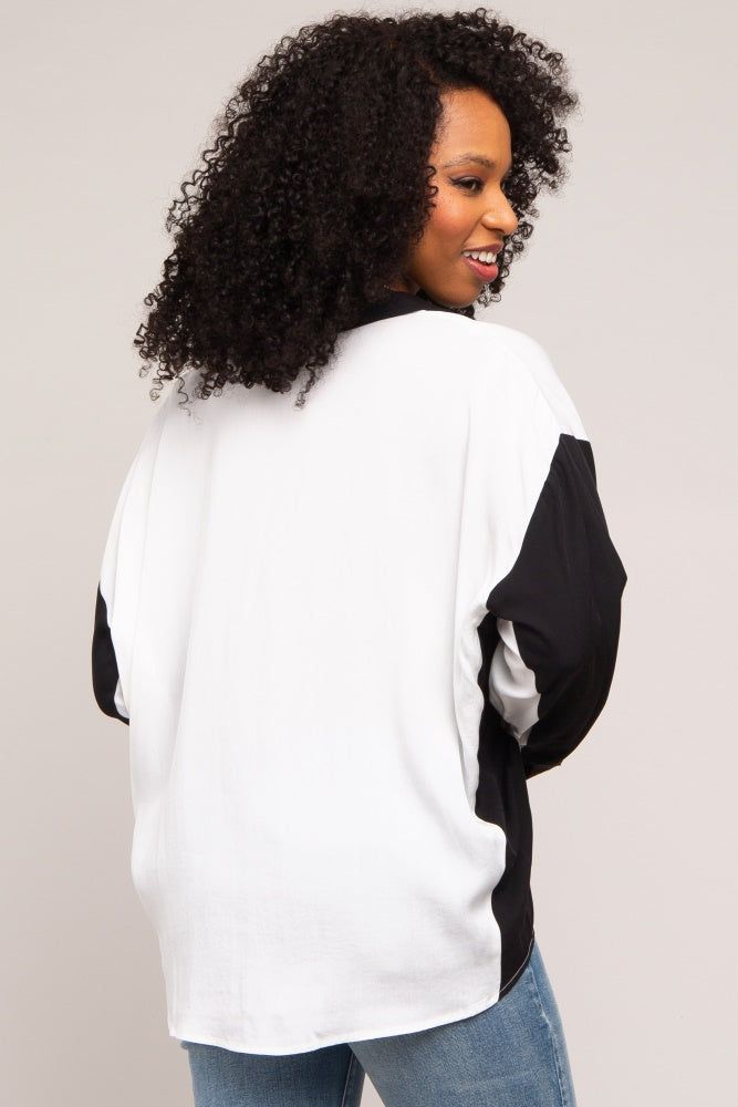 White Colorblock Oversized Blouse sold by Pinkblush product image thumbnail 3